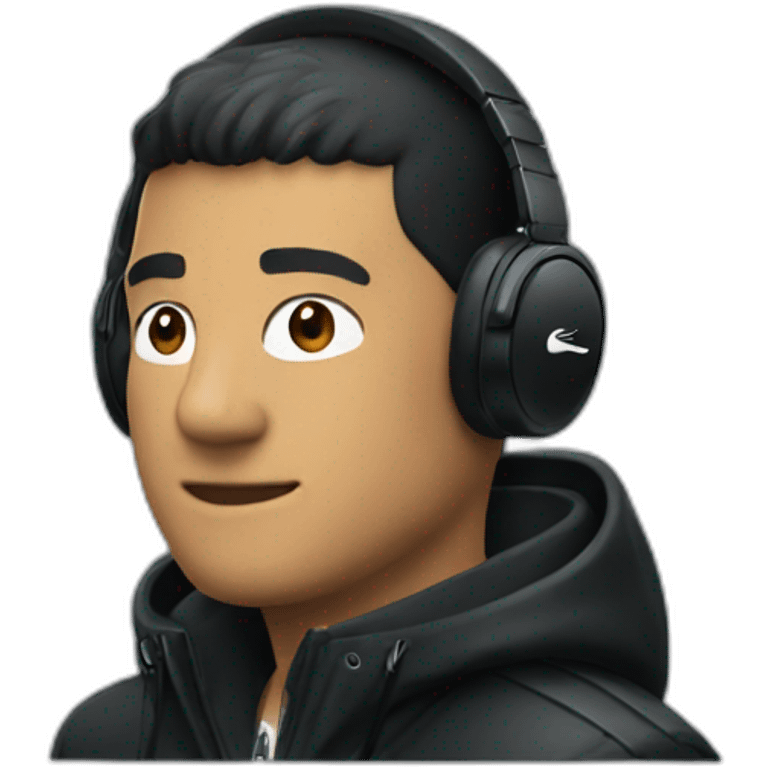 Lacoste headphone latin guy with black windbreaker emoji