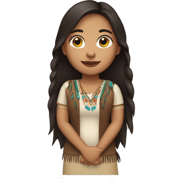 WOMAN INDIGENOUS, LONG DARK BROWN HAIR.  emoji