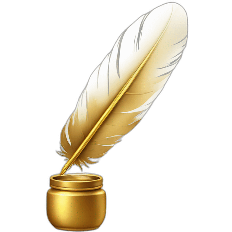 gold inkpot white feather emoji