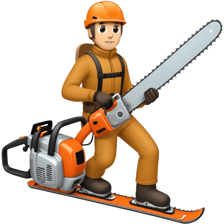 guy on skis holding chainsaw emoji