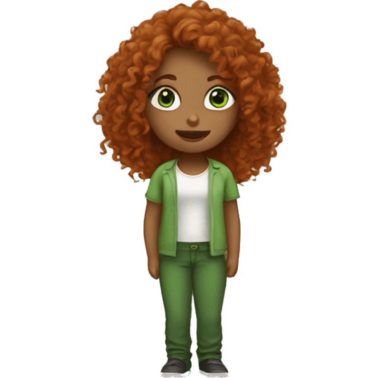 Long dark curly hair ginger women with green eyes  emoji