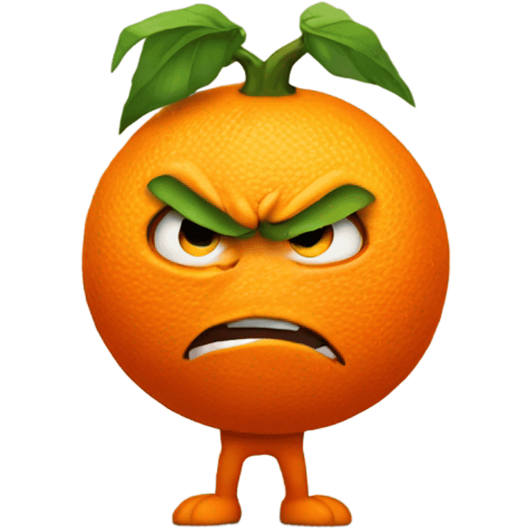 Angry orange with muscular arms emoji