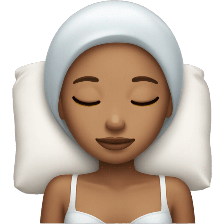 A girl with skincare sleeping emoji