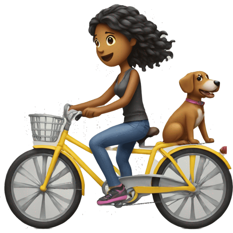 girl ride a bike dog emoji