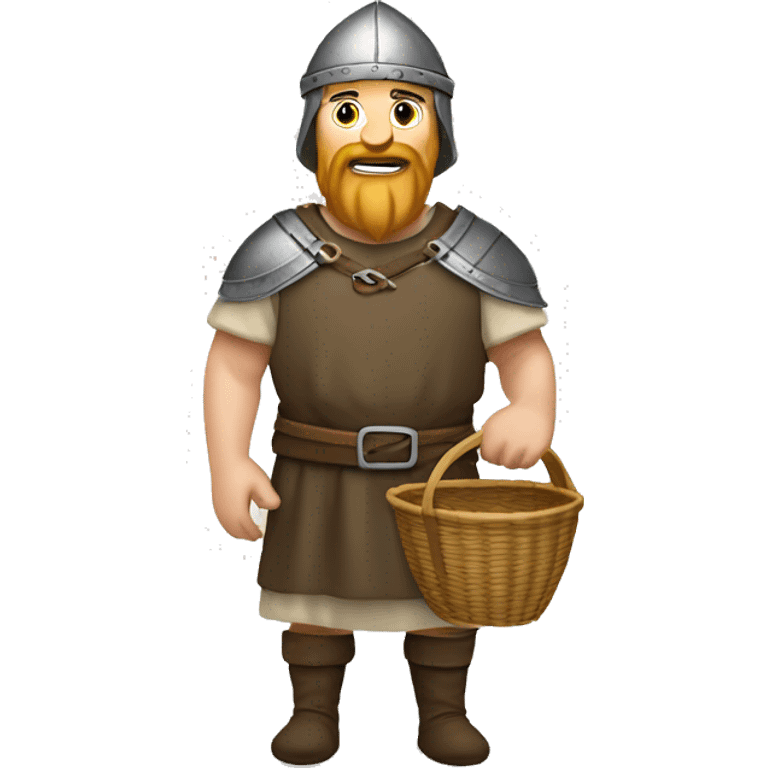 medieval market caucasian viking  visitor with a basket emoji