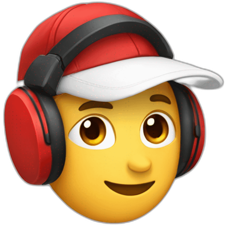 White Streamer wearing a back cap and red headphone with a shirt black and red squares emoji