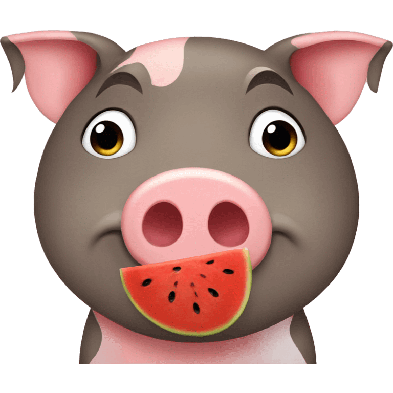 a pig which likes watermelom emoji