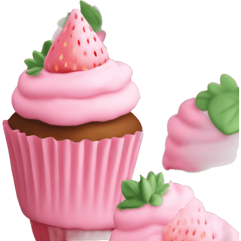 birthday pastel pink strawberry capcake  emoji