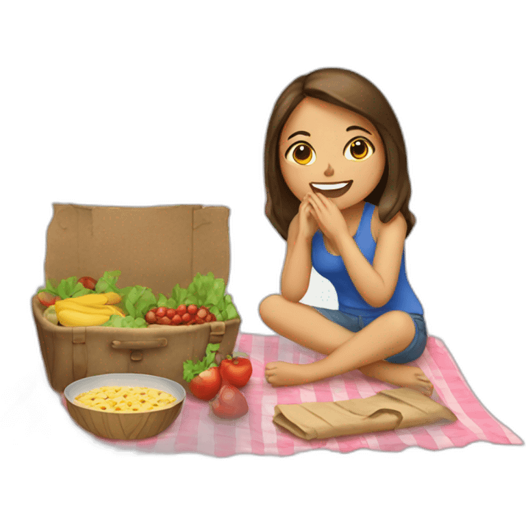 Girls making picknick emoji