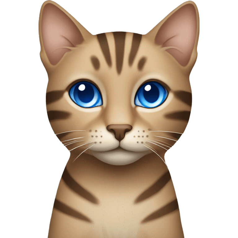 Light Brown cat with dark brown stripes and blue eyes emoji