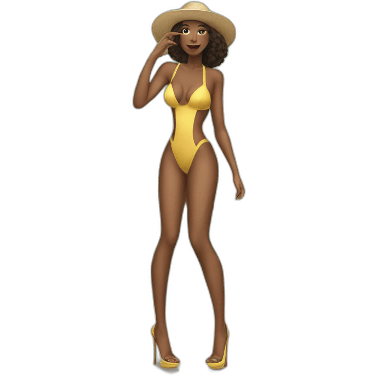 sexy woman on high heels swimming suit long legs emoji