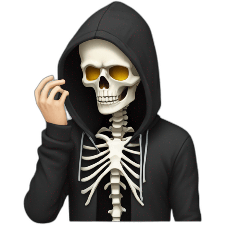 Skeleton programmer in black hoodie get facepalm emoji