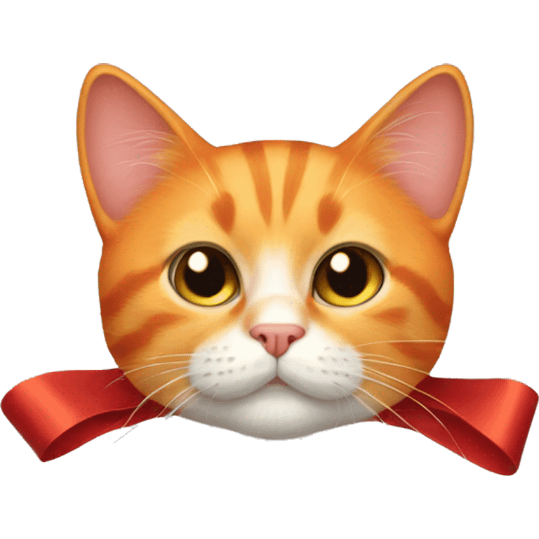 Orange cat with red bow emoji