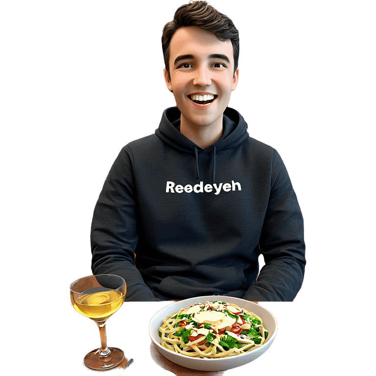 smiling boy at restaurant table emoji