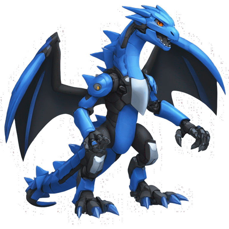  Cool Edgy Black Blue Digimon-Fakemon-Raptor-Dragon-Mecha full body emoji