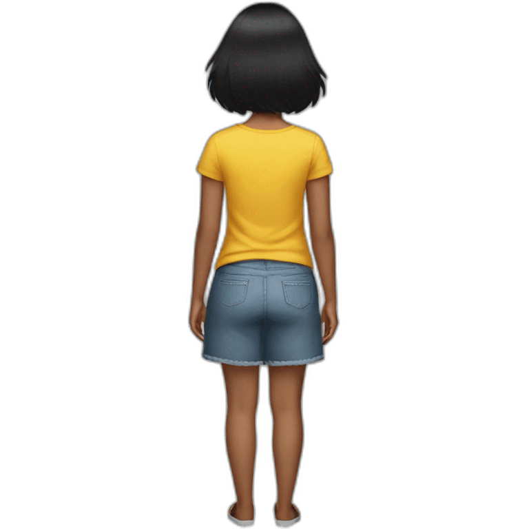 back view of a black-hair girl reading emoji