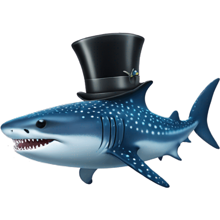 Whale shark with a top hat emoji