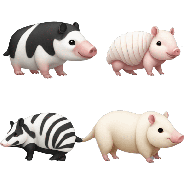 Black and white piebald chubby armadillo pig panda centipede armadillo  emoji