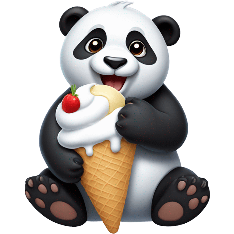 Panda eating ice cream emoji