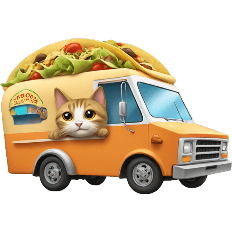 Cat driving a taco truck emoji