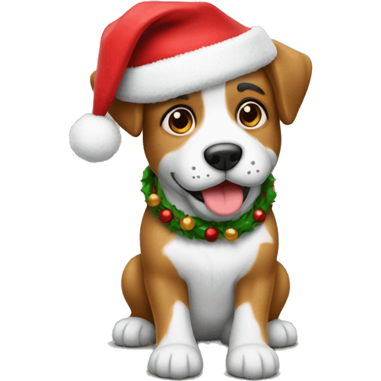 Perro con un gorro de navidad emoji