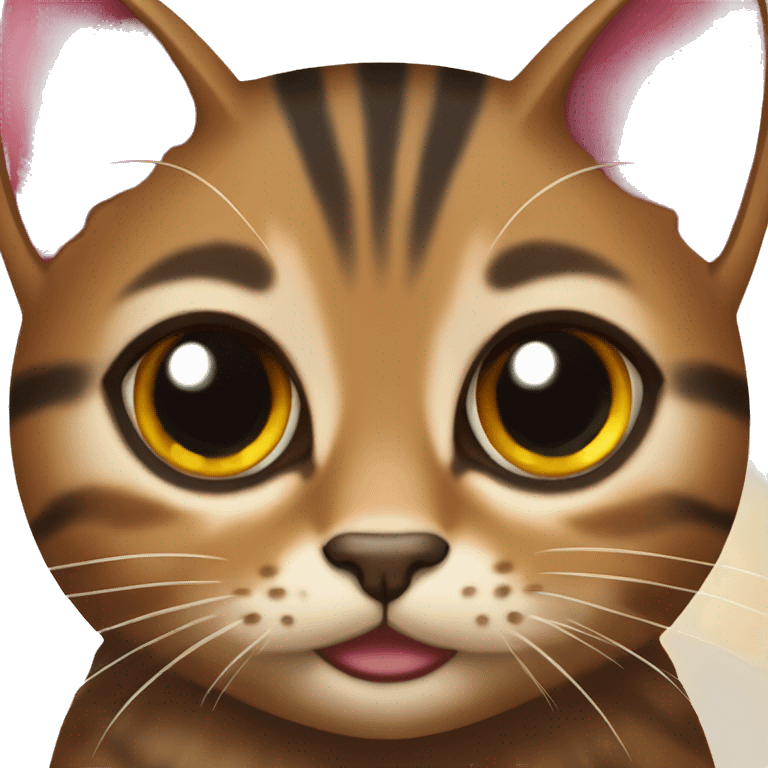 Brown and black tabby cat with ruby gems emoji