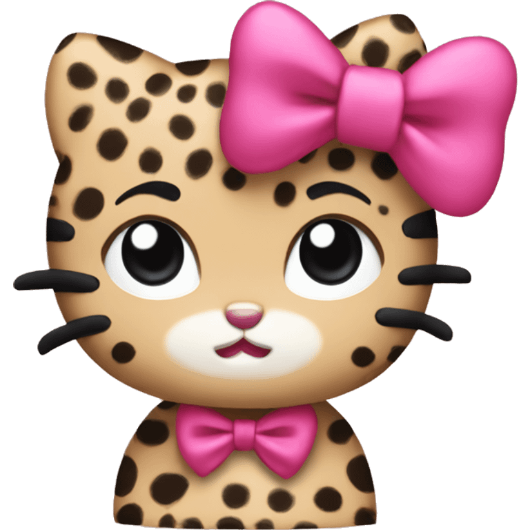 Hello kitty with a cheetah print bow emoji