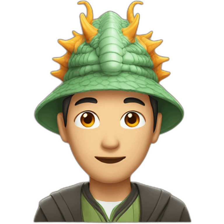 asian man with dragon hat emoji