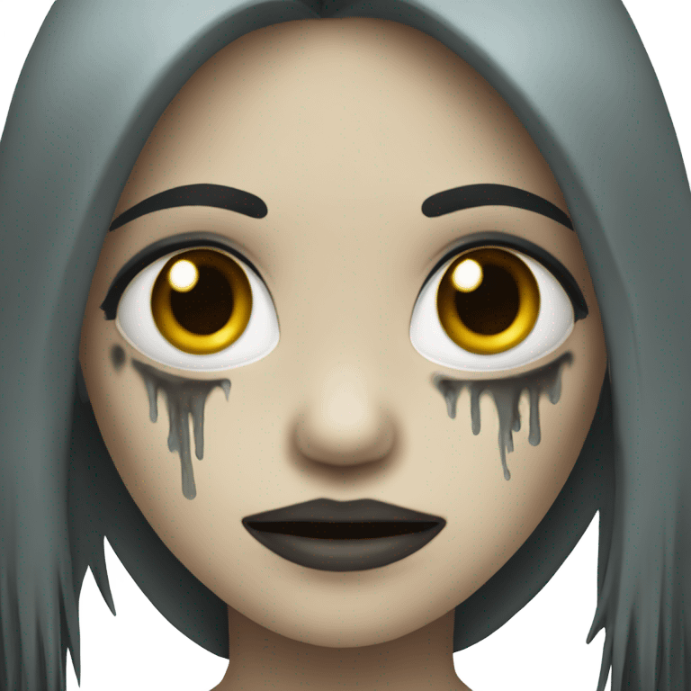 girl zombie with black long hair and franja  emoji