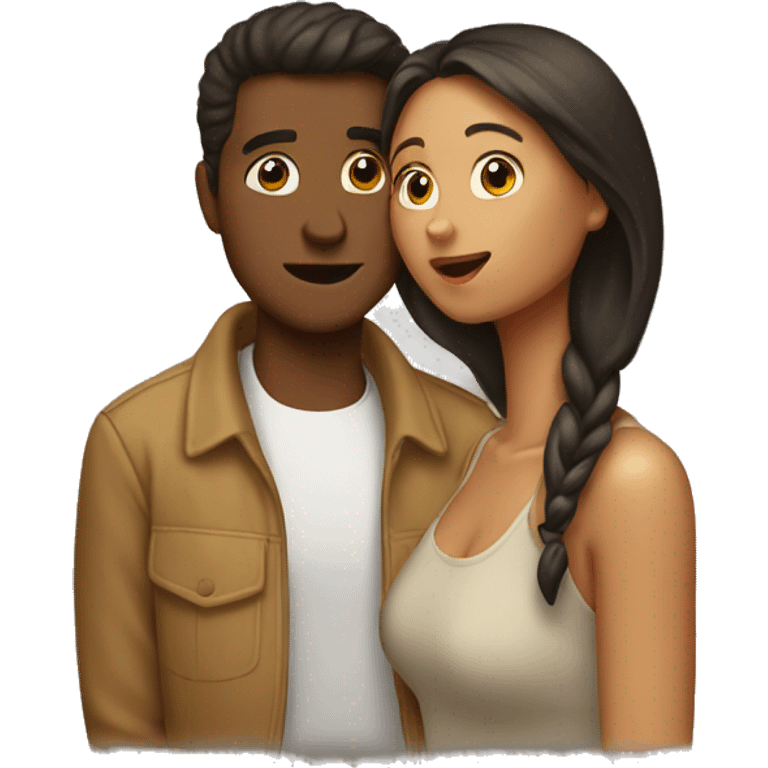 tan guy and girl kissing emoji