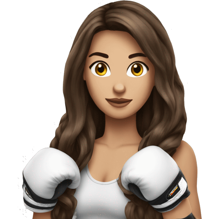 à beatiful long hair brunette with boxer gloves emoji