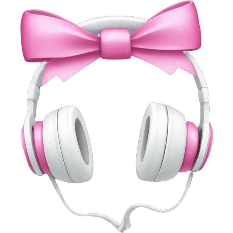 White headphones with pink bow emoji