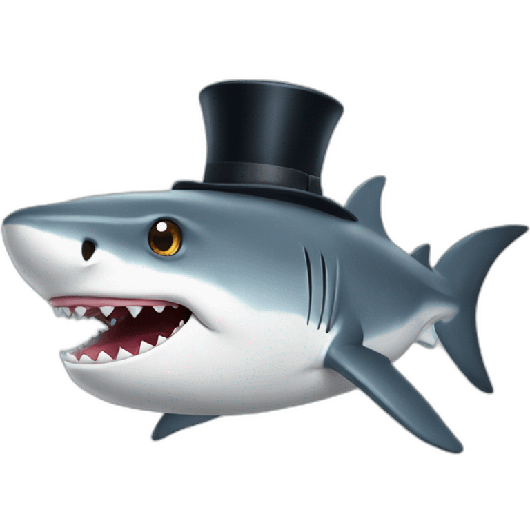 Shark with a top hat emoji