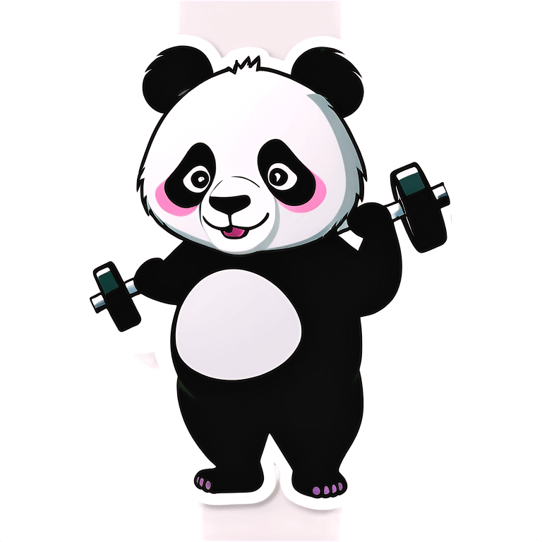 Panda lifting weights emoji