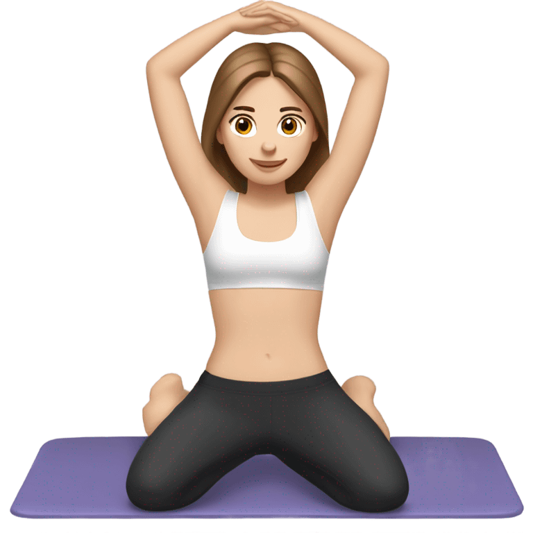 A white girl with brown straight hair exercising doing pilates emoji