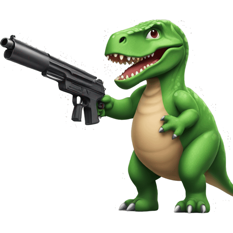 Dinosaur with gun emoji