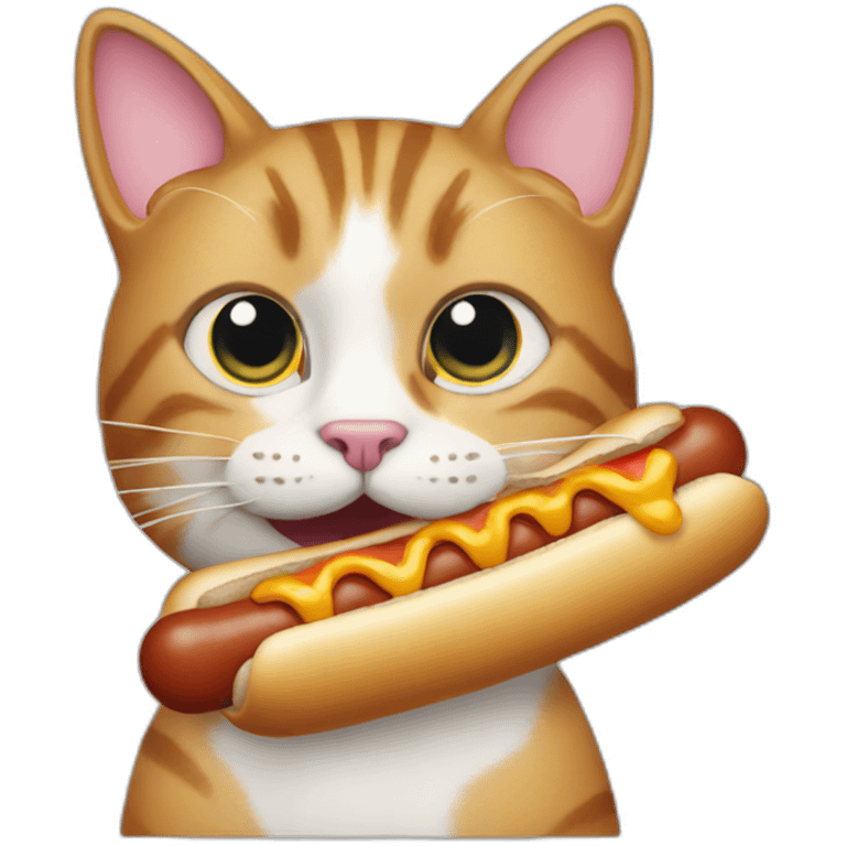 Cat eating hotdog emoji