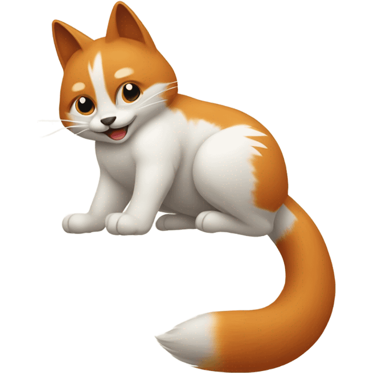 Cat rolling back as a fox  emoji