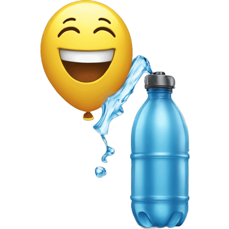 A baloon and a water bottle laughing emoji