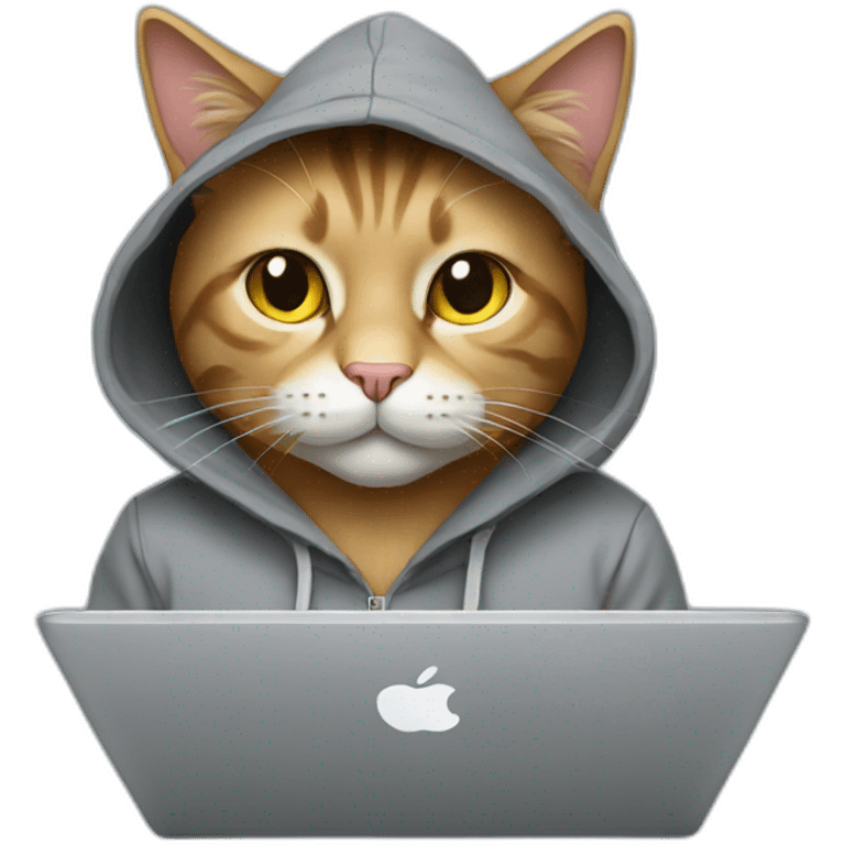 cat with hoodie and a macbook emoji