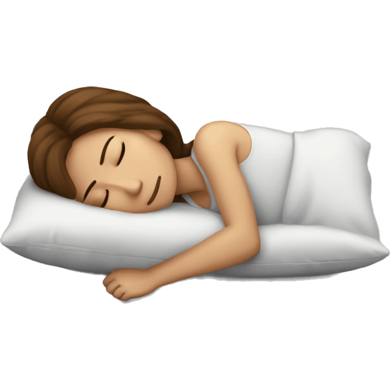 a girl with brown hair sleeping with her head rested on a pillow emoji