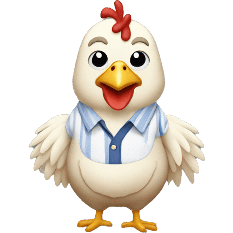 Chicken wearing shirt pant emoji