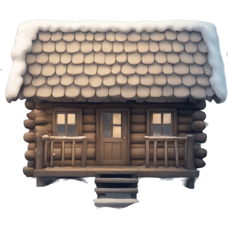 Nordic cabin with snow emoji