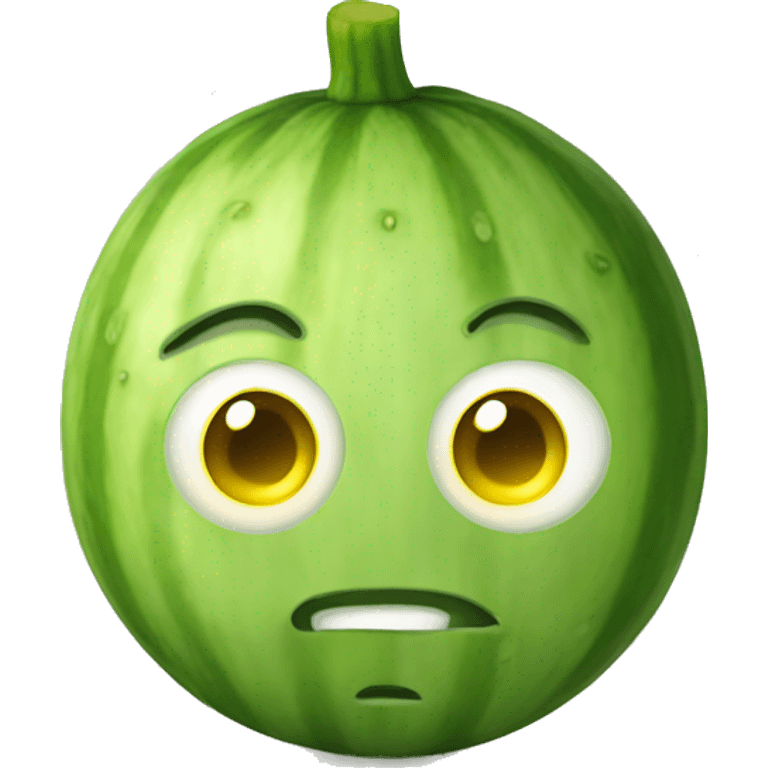 Yellow emoji with a cucumber on its eyes emoji