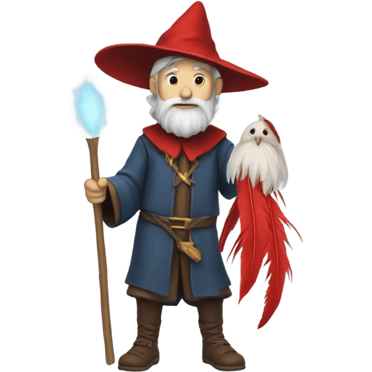 wizard holding a red feather emoji