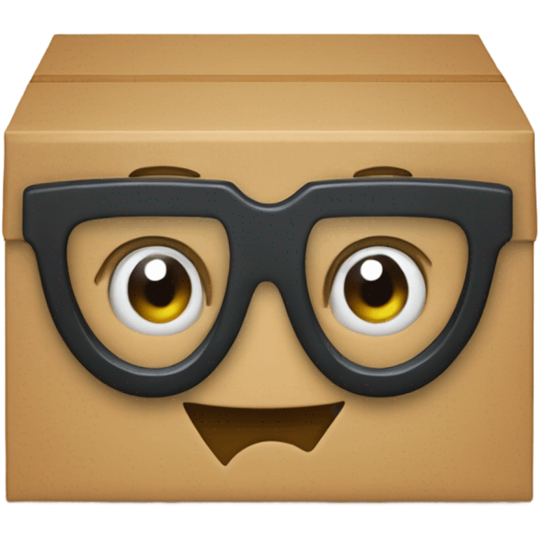 caja inteligente con lentes encima de un corazon grande  emoji