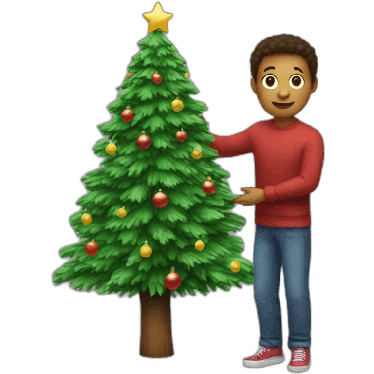 In the hands of a small Christmas tree emoji