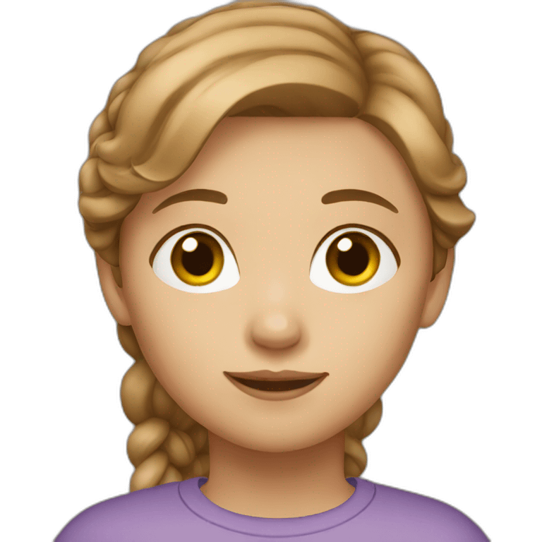 girl, short light brown hair, emoji