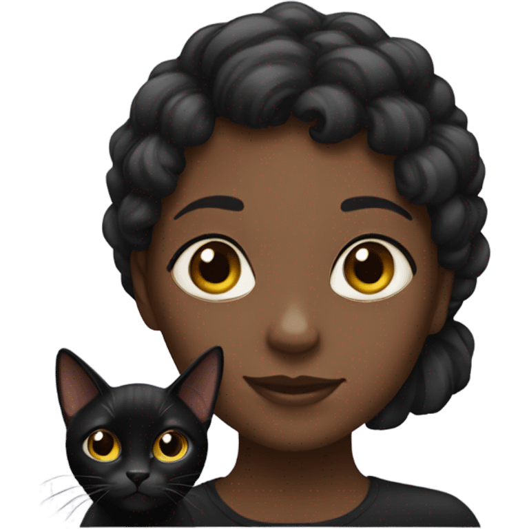 black girl with black cat  emoji