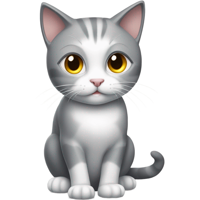 Grey and white coquette cat emoji